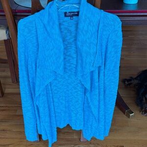 Jones New York Bright Blue Draped Open-Front Cardigan